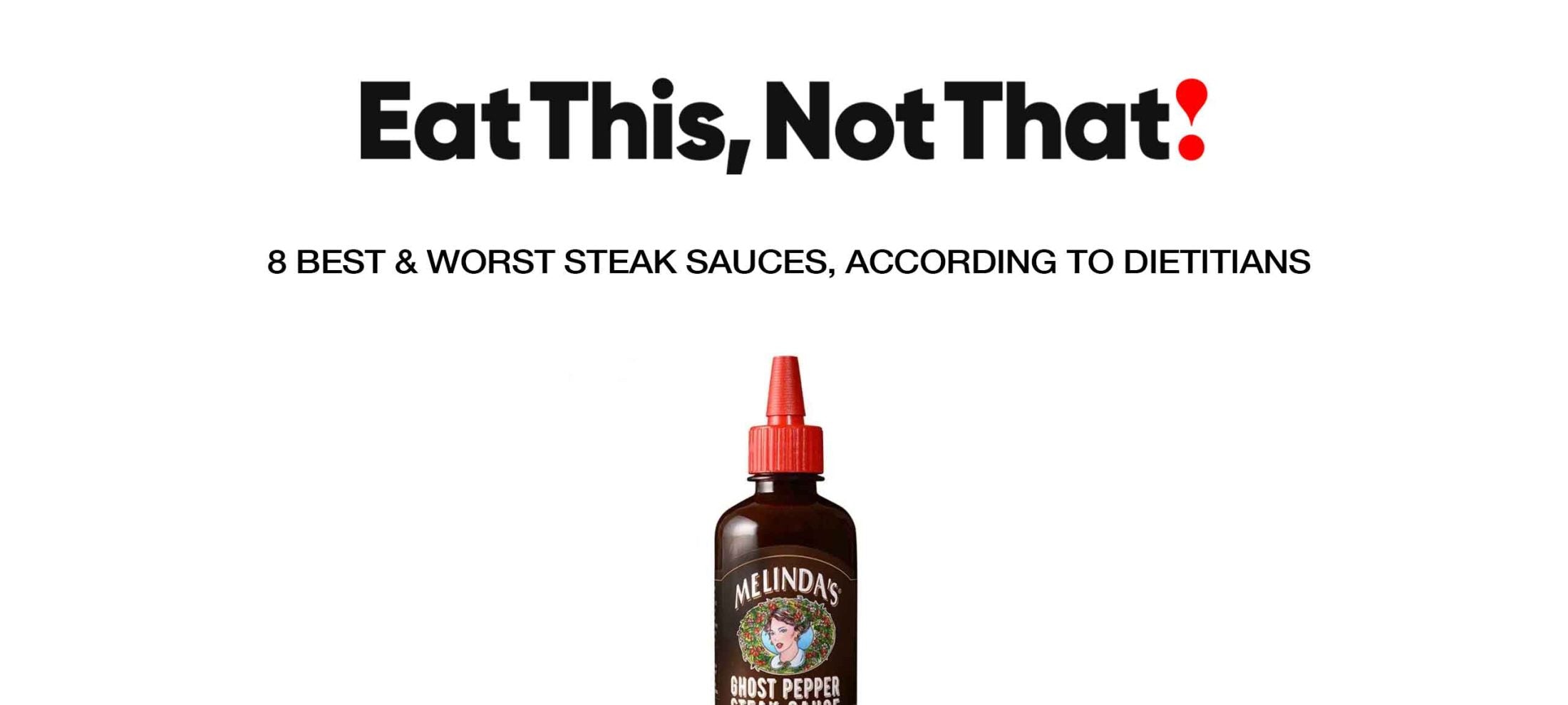 Melinda's Ghost Pepper Wing Sauce bottle with red cap against white background for steak sauce ranking article