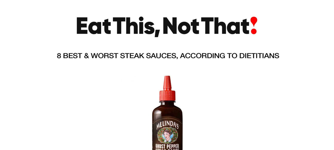 Melinda's Ghost Pepper Wing Sauce bottle with red cap against white background for steak sauce ranking article