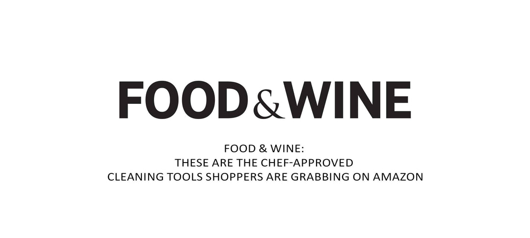 Food & Wine magazine logo with headline about chef-approved cleaning tools popular on Amazon