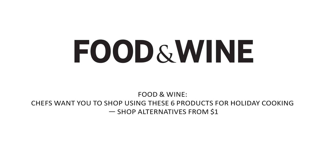 Food & Wine magazine logo with article headline about 6 chef-recommended holiday cooking products and budget alternatives