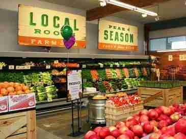 Grocery store produce section with 
