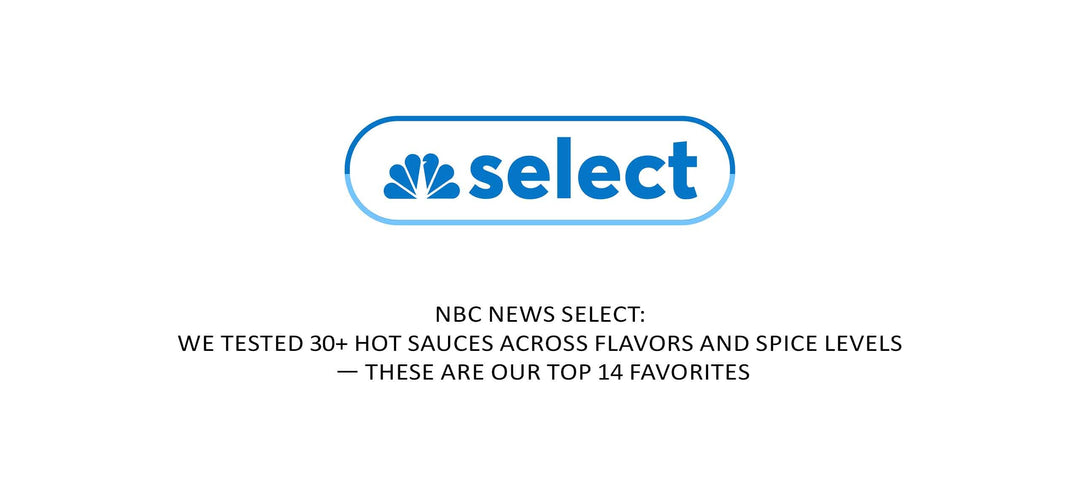 NBC Select logo with text announcing hot sauce testing article featuring top 14 favorites from 30+ sauces tested