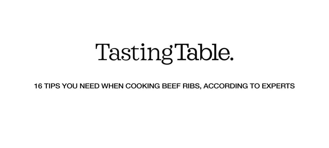 TastingTable logo above headline "16 TIPS YOU NEED WHEN COOKING BEEF RIBS, ACCORDING TO EXPERTS" on white background