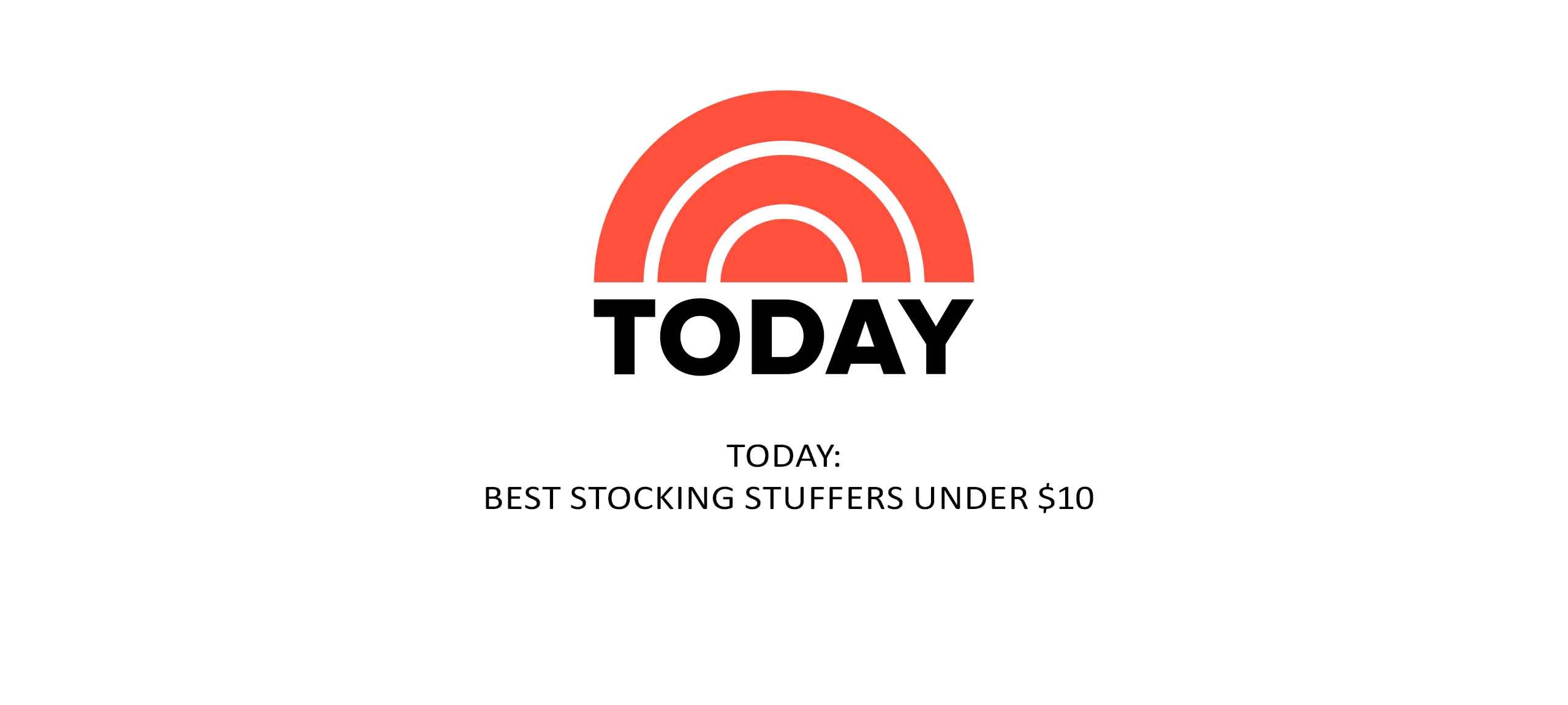 TODAY show logo with red sunrise semicircle above black text, promoting stocking stuffer gift ideas under $10