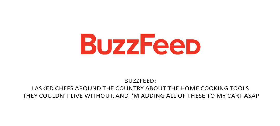 BuzzFeed logo above text about asking chefs for essential home cooking tools they can't live without