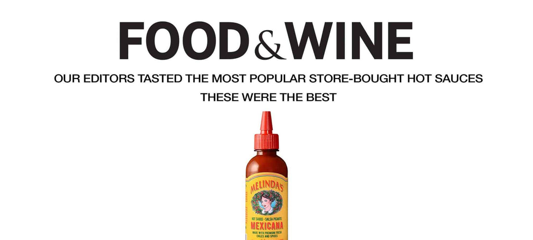Melinda's Mexicana hot sauce bottle with red cap and yellow label featuring woman's portrait, representing Food & Wine's...