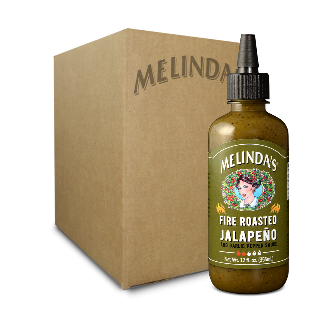 Melinda’s Fire Roasted jalapeño and Garlic Pepper Sauce 12oz (6 pk Case)