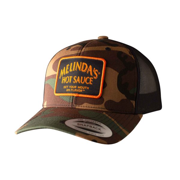 Classic Trucker Hat with patch on it - Snapback style - Camo/Black.